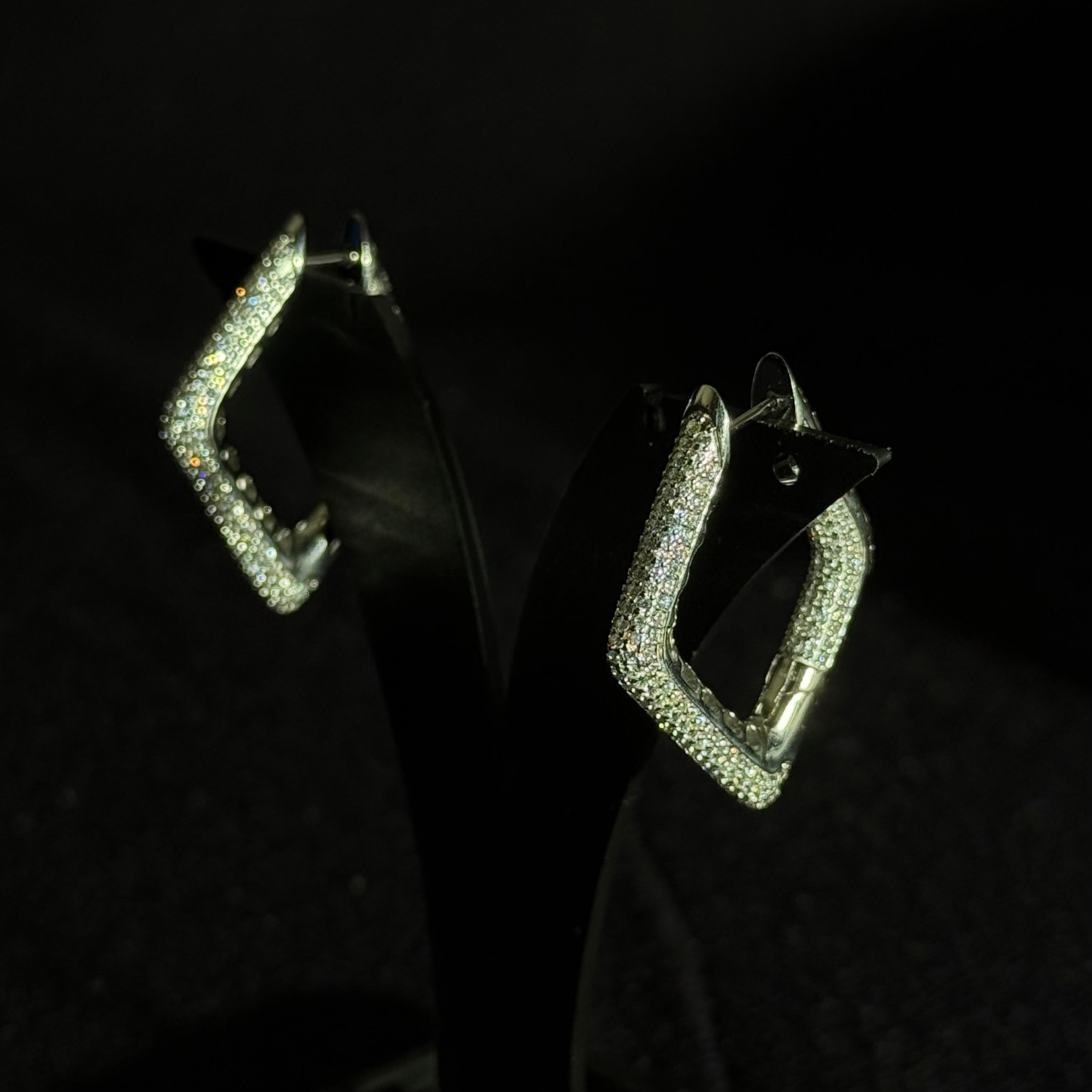 Diamond-Style  Pave Hoop Earrings
