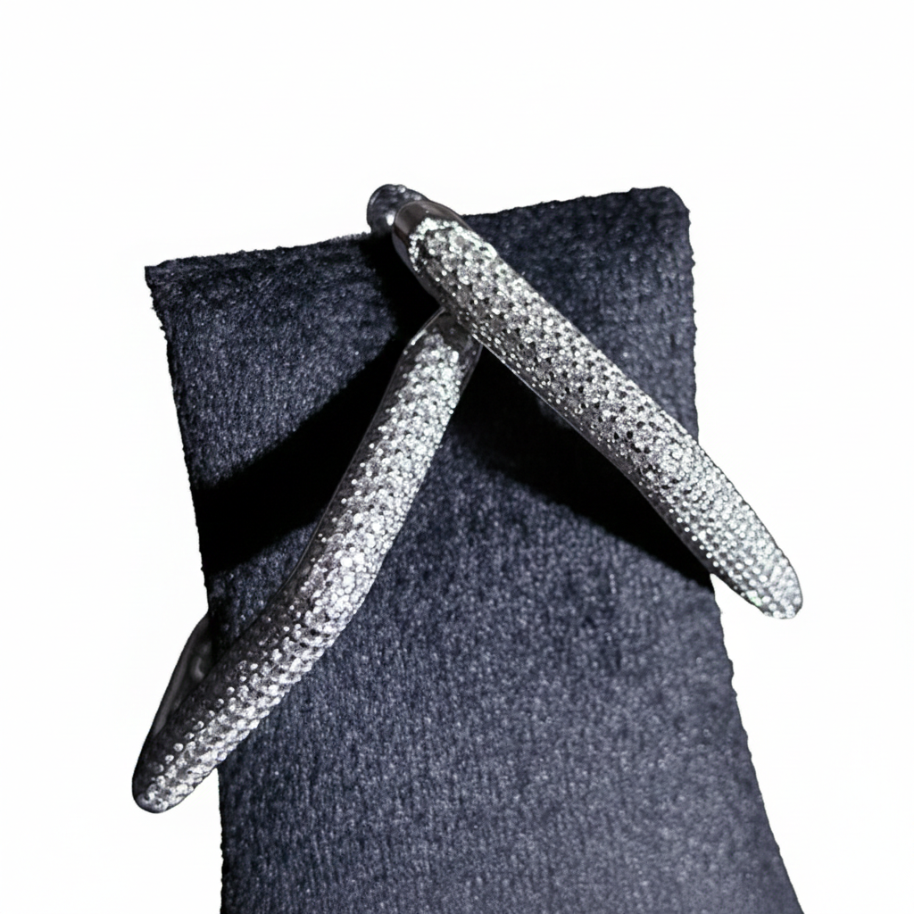 Diamond-Style  Pave Hoop Earrings