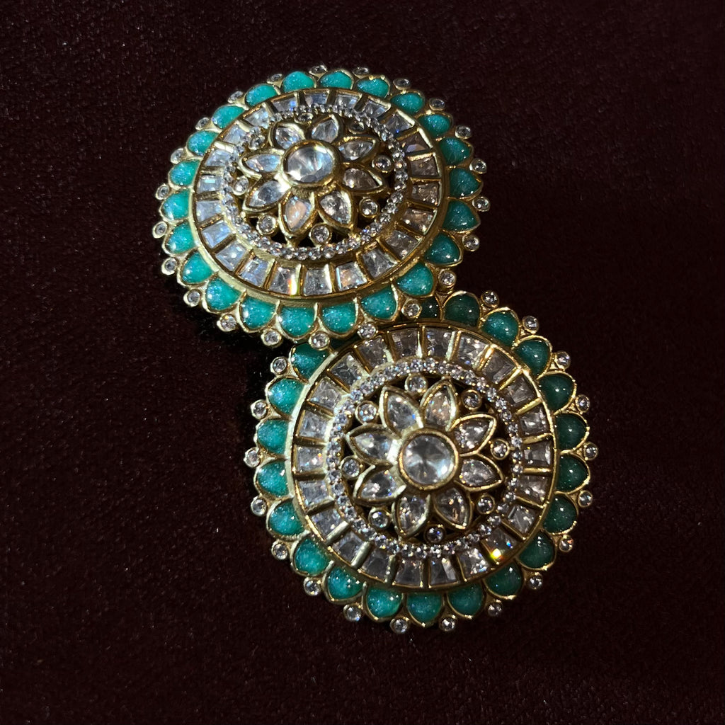 SilverGreen Stone Circle CZ Moissanite Earrings