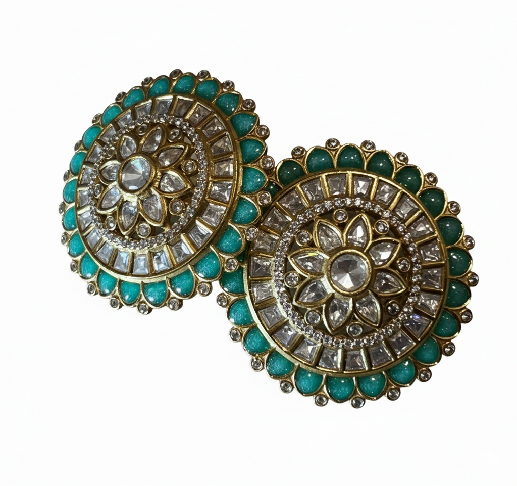 SilverGreen Stone Circle CZ Moissanite Earrings