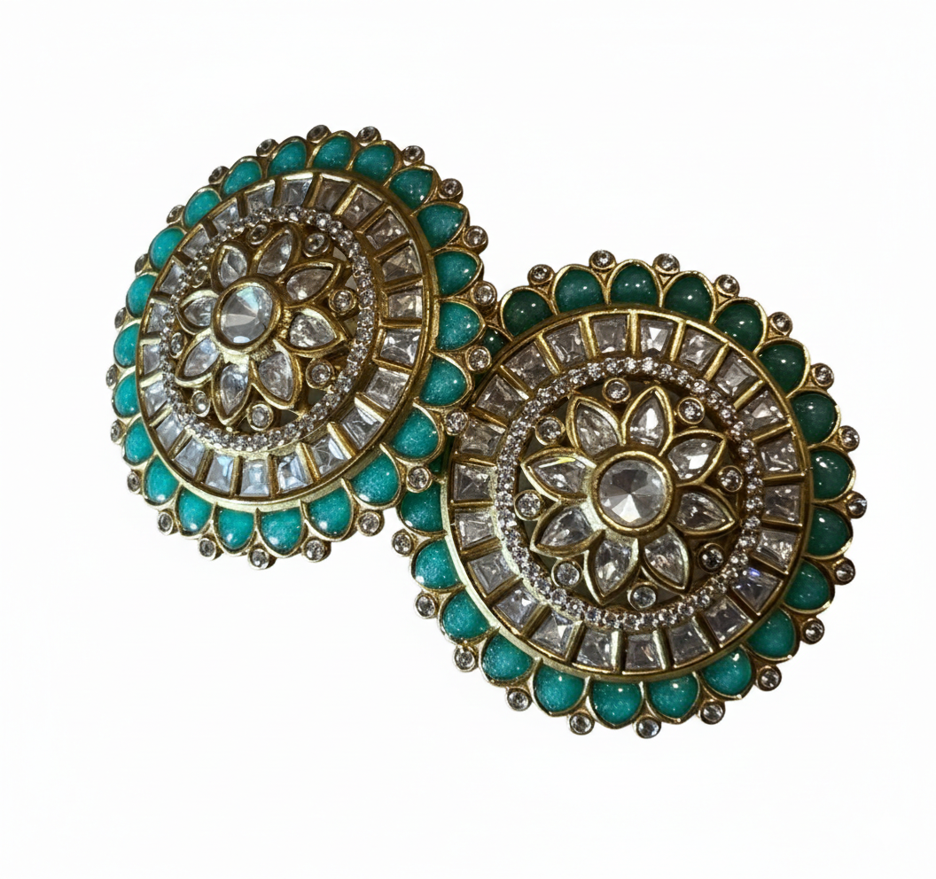 SilverGreen Stone Circle CZ Moissanite Earrings