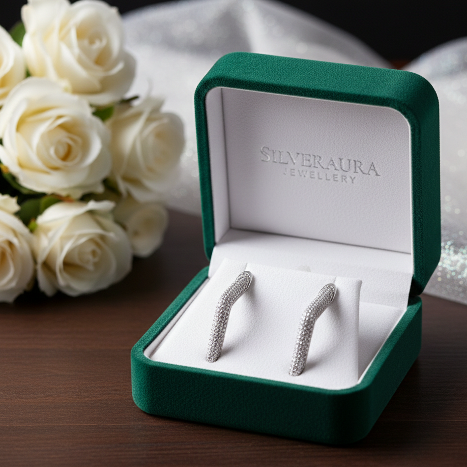 Diamond-Style  Pave Hoop Earrings