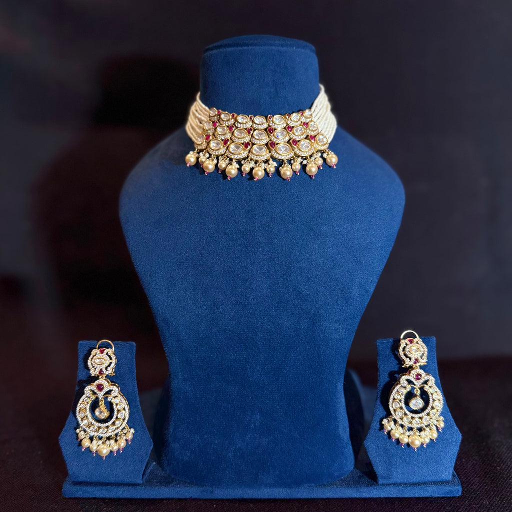 Royal Kundan Choker Necklace Set with Earrings