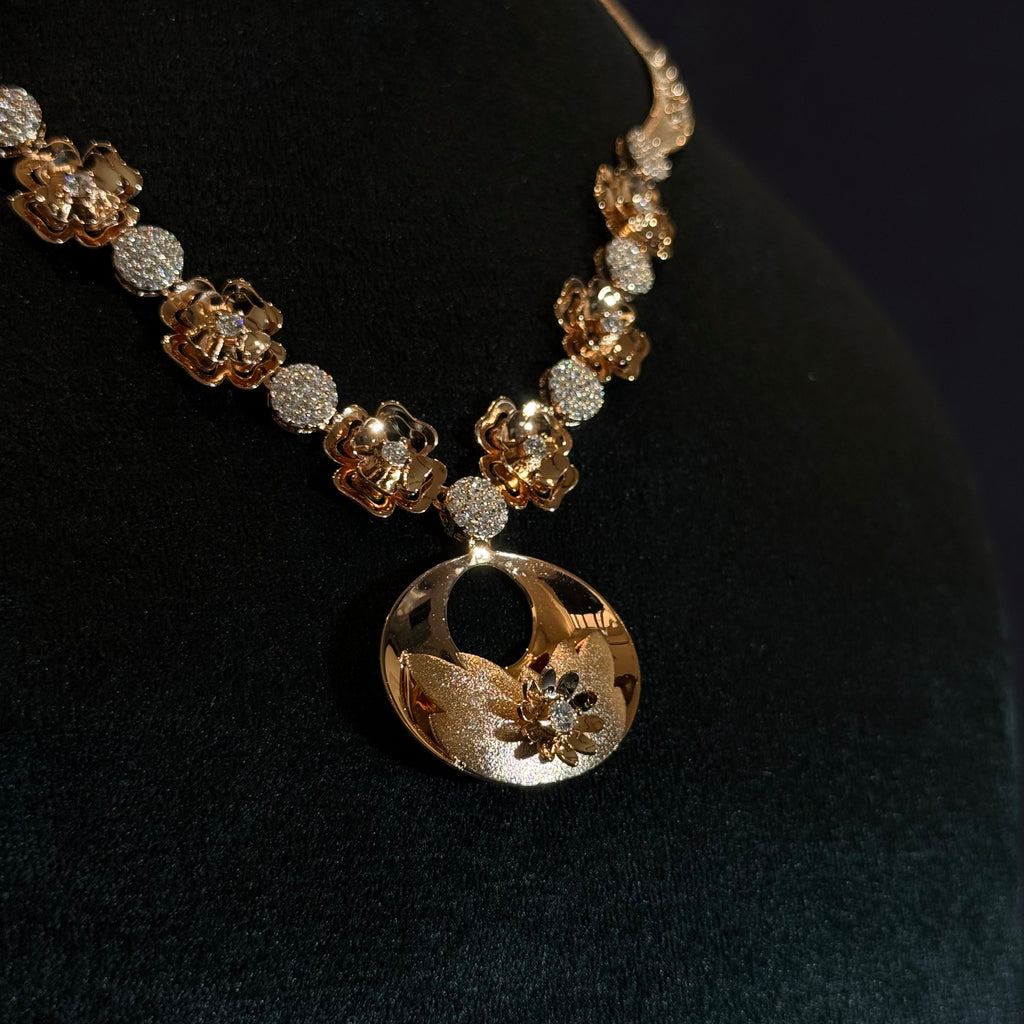 Floral Motif Necklace Set with Earrings