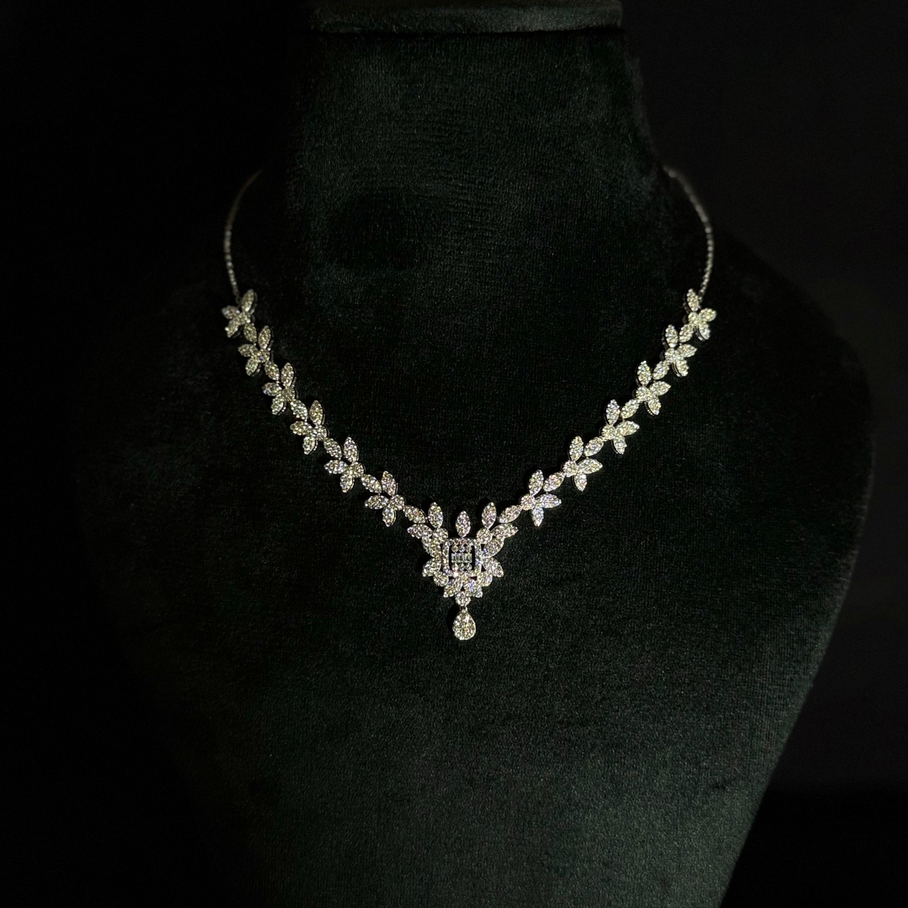 Silver Base Polish Diamond-Style Jewellery Set