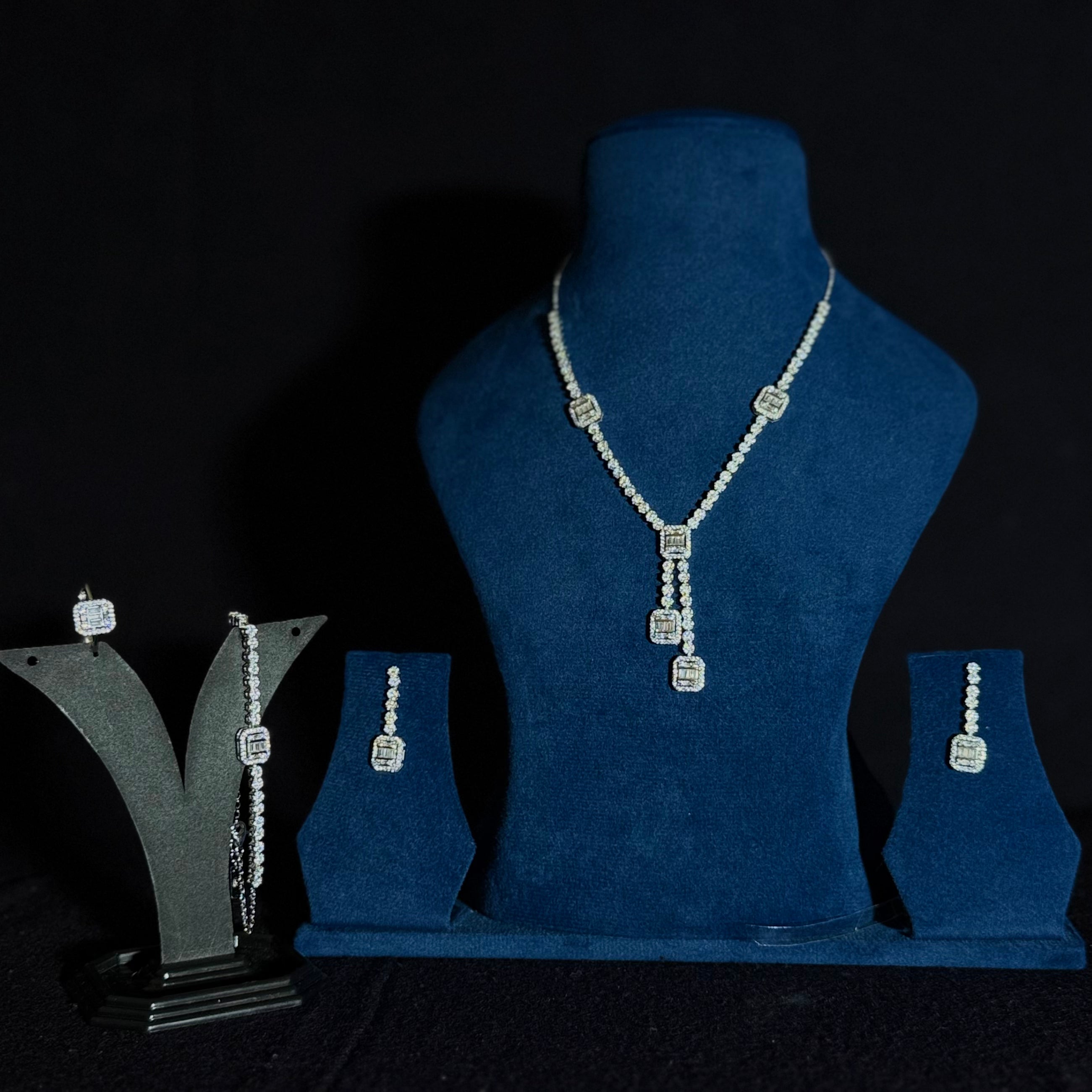 Silver  Jewellery Set (Necklace + Earrings + Bracelet + Ring)