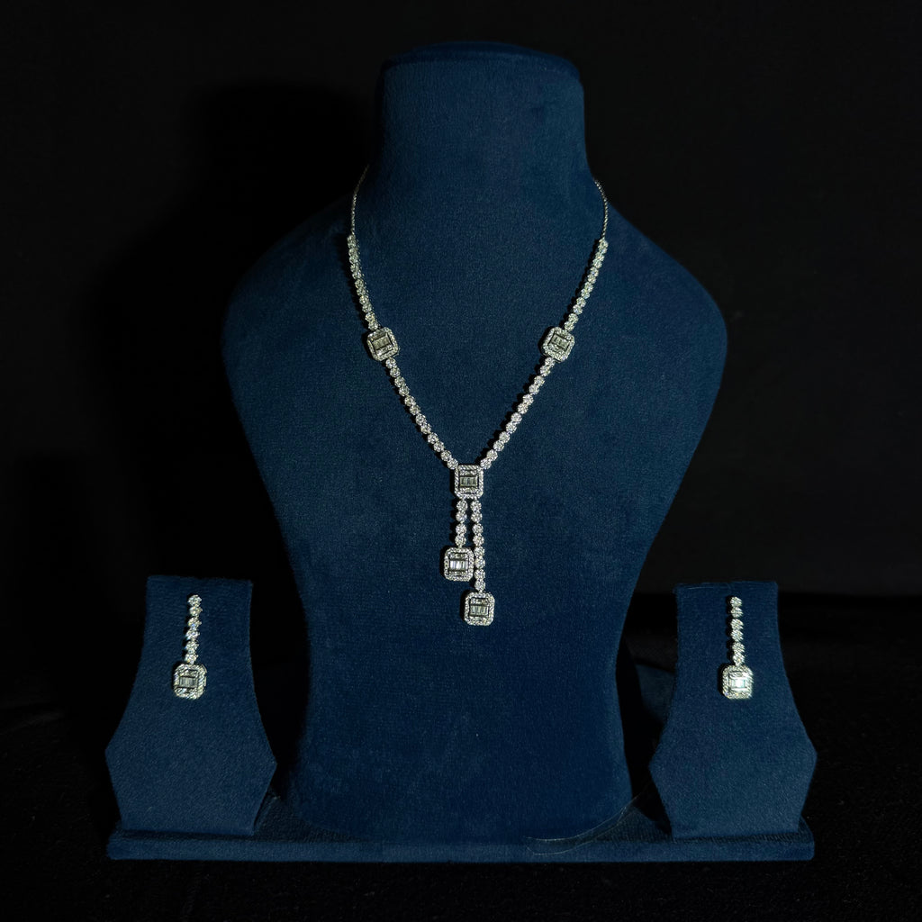 Silver  Jewellery Set (Necklace + Earrings + Bracelet + Ring)