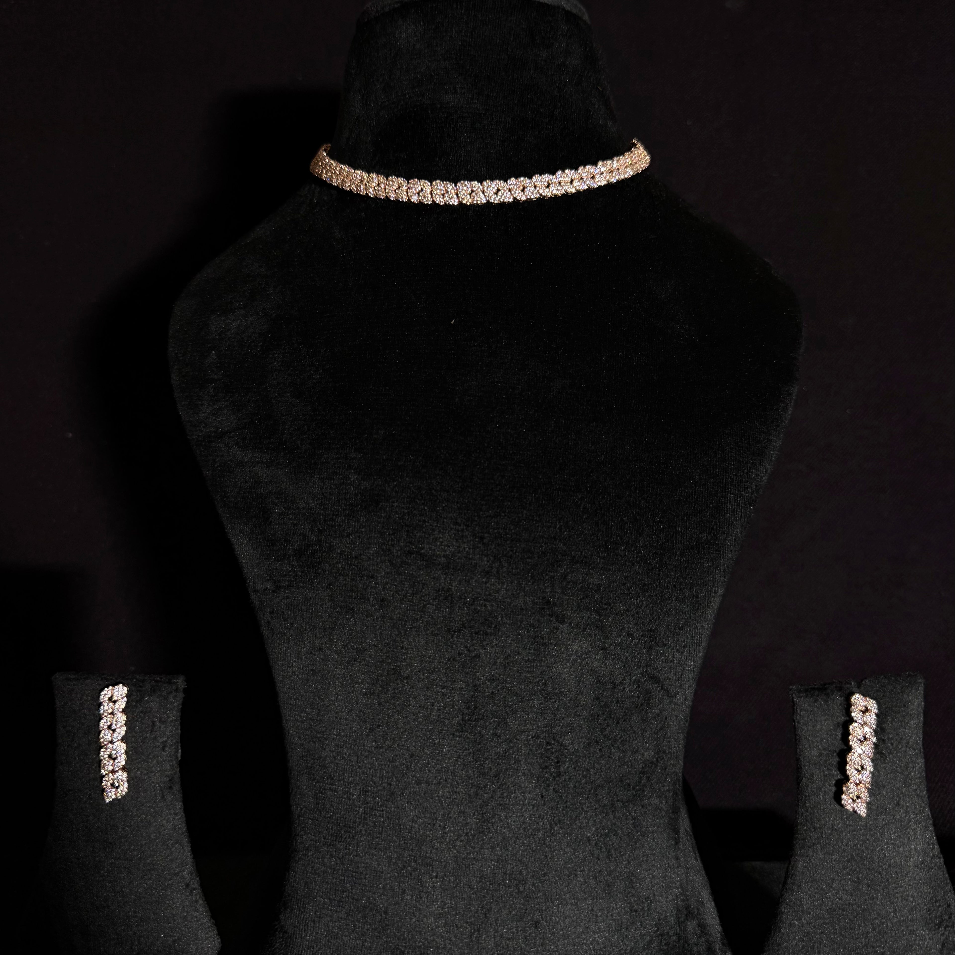 Classic CZ Choker Necklace Set