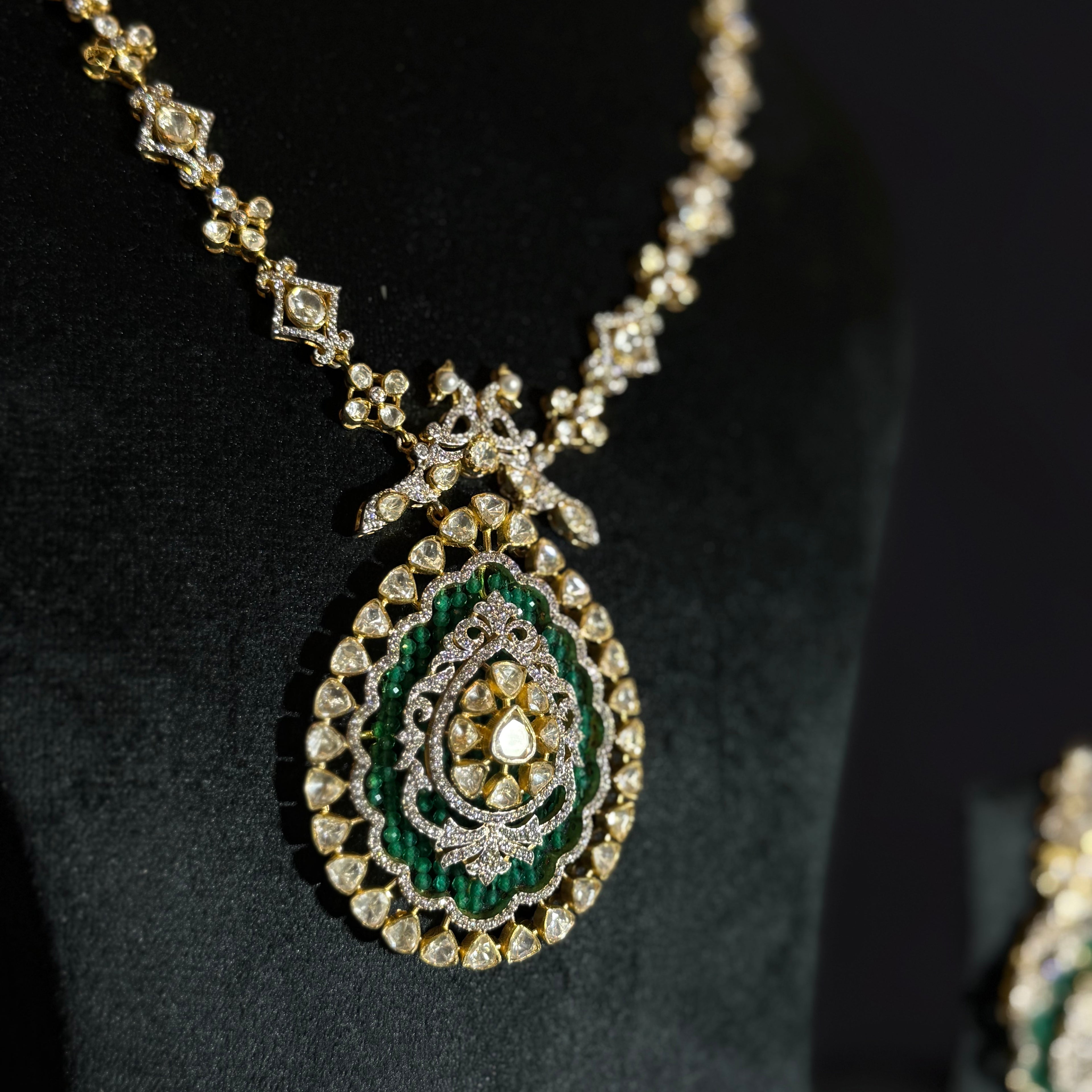 Royal Emerald-Style CZ Necklace Set