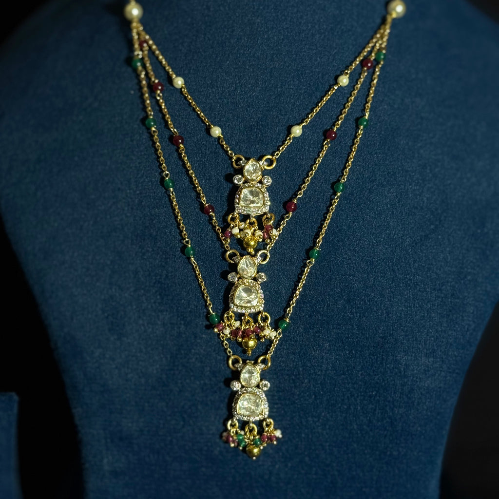 Layered Bead Necklace Set with Earrings