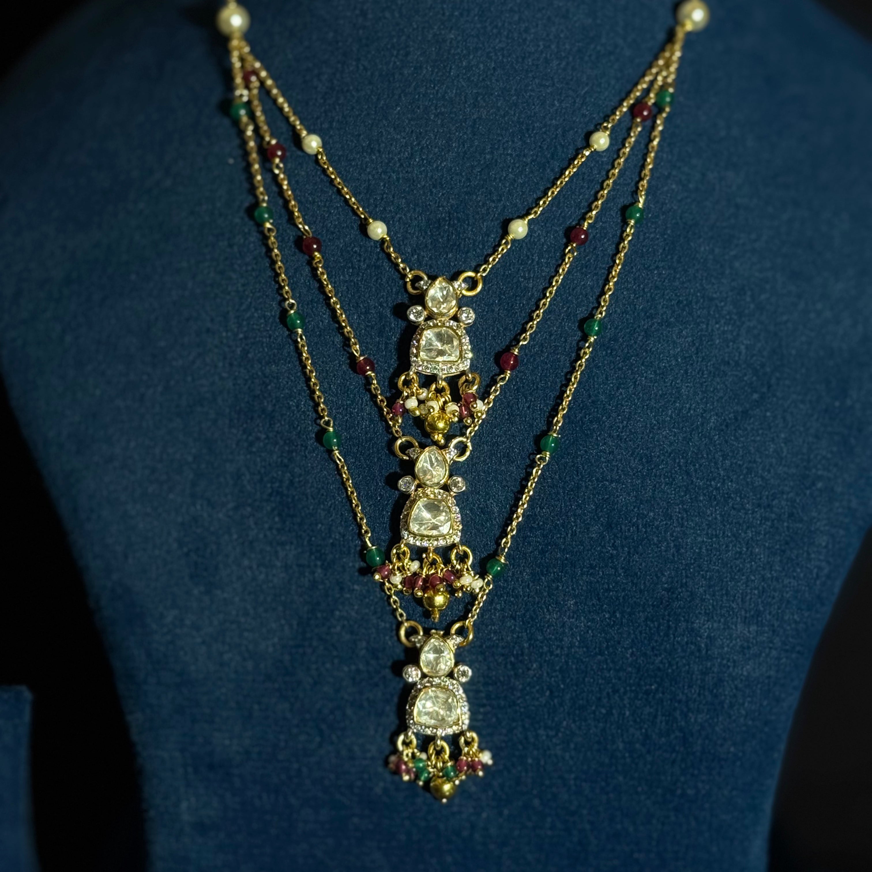 Layered Bead Necklace Set with Earrings