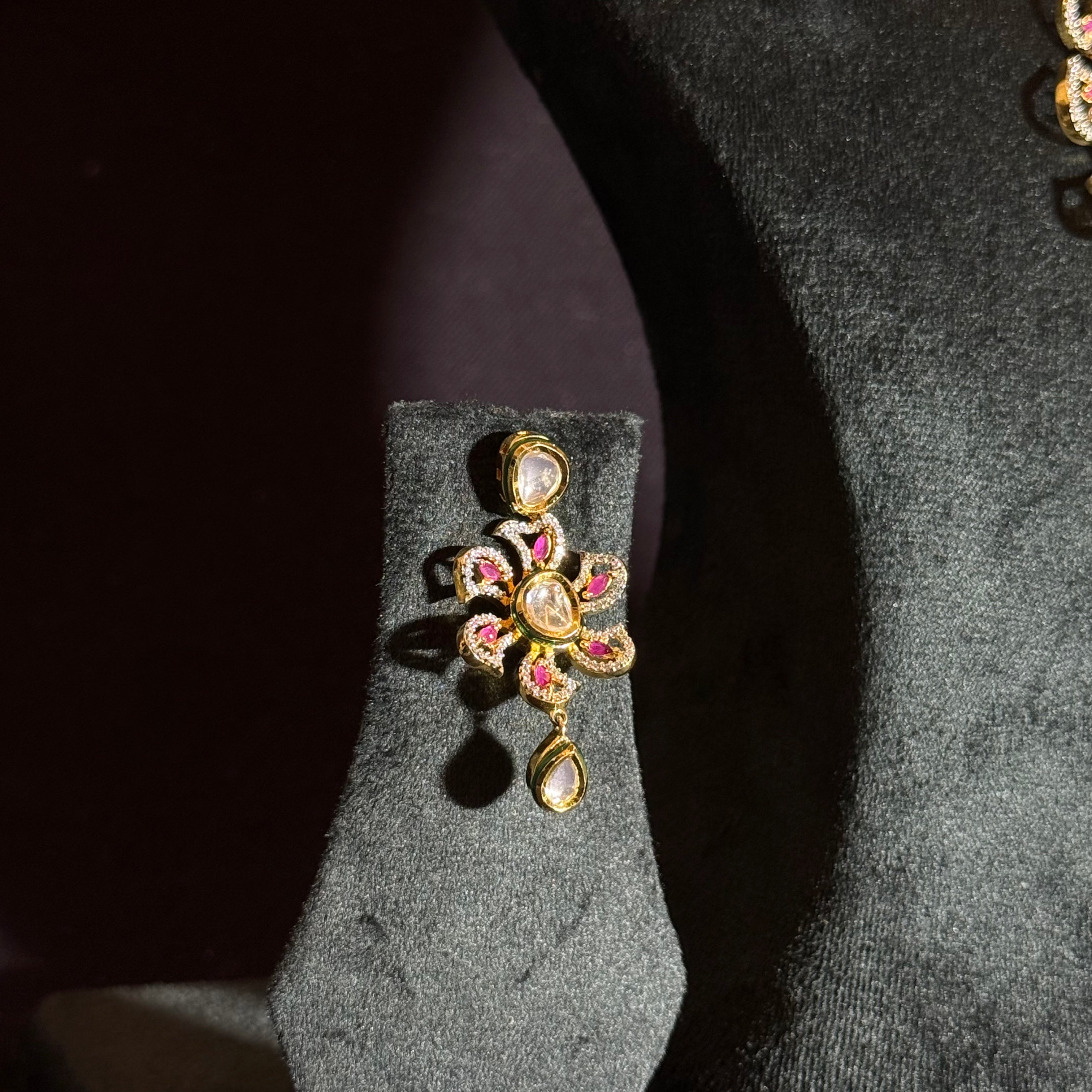 Royal Floral Polki Pendant Necklace Set