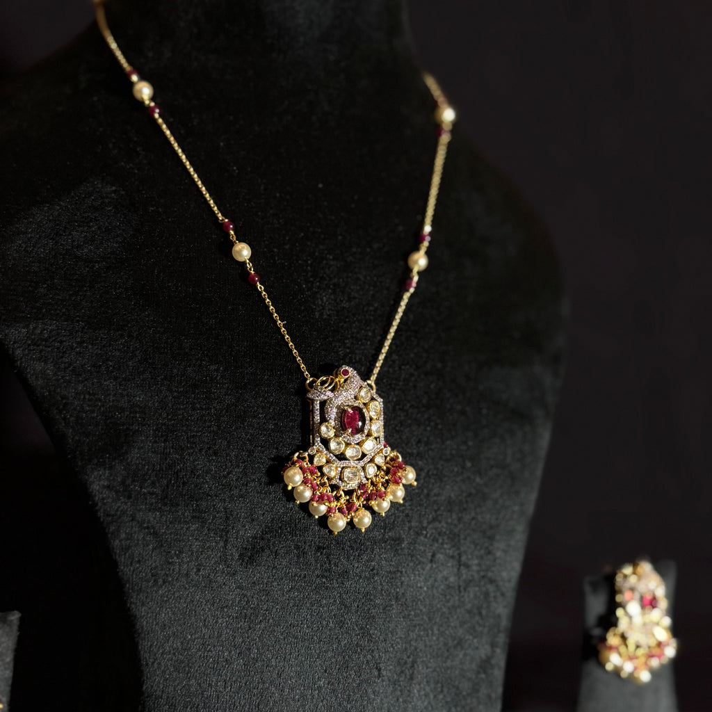 Silver Base Polished Necklace Set