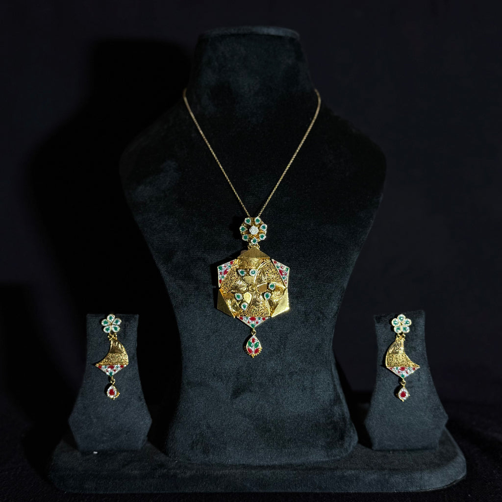 Silver Base Polished Necklace Set