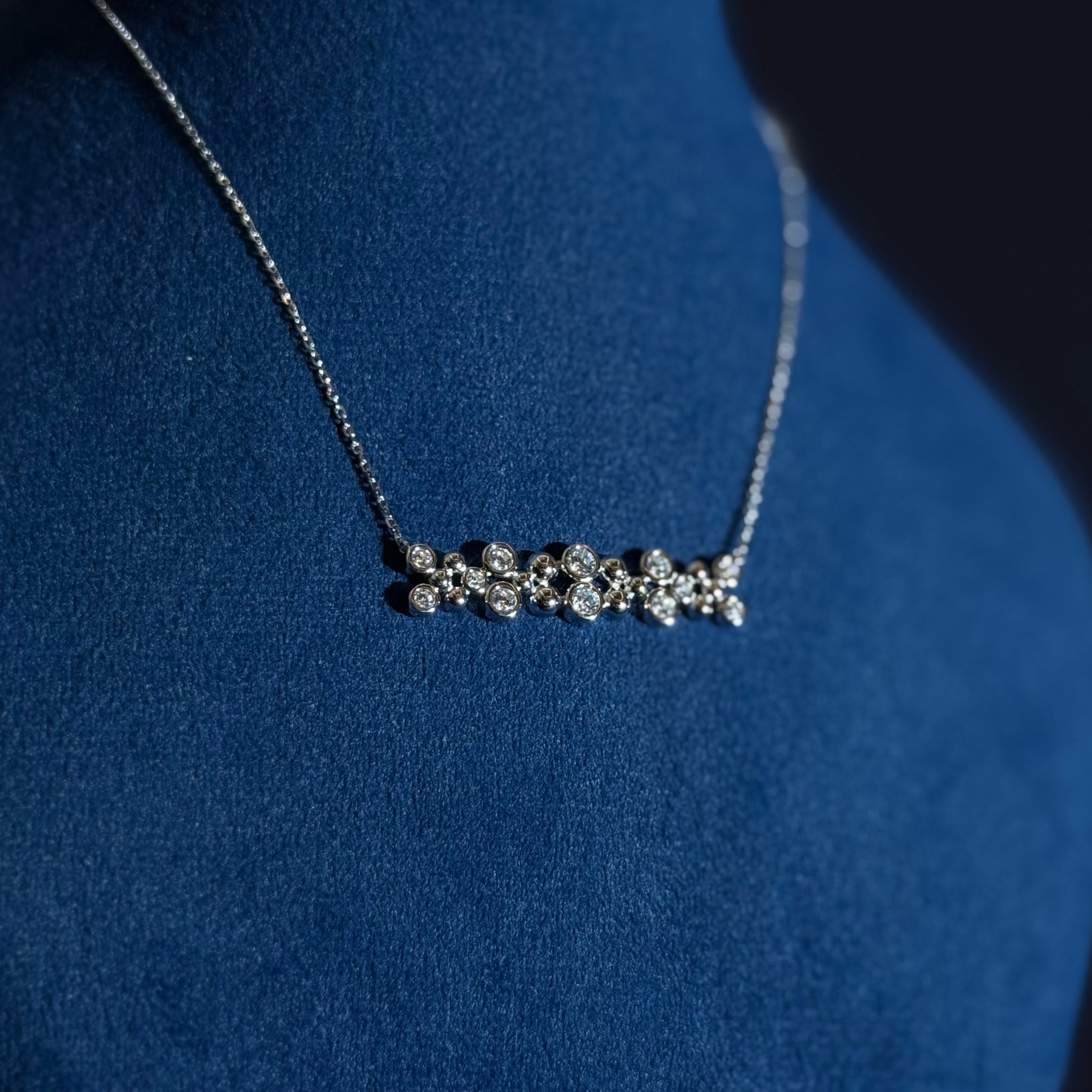 Silver Base Minimal Stone Necklace Set