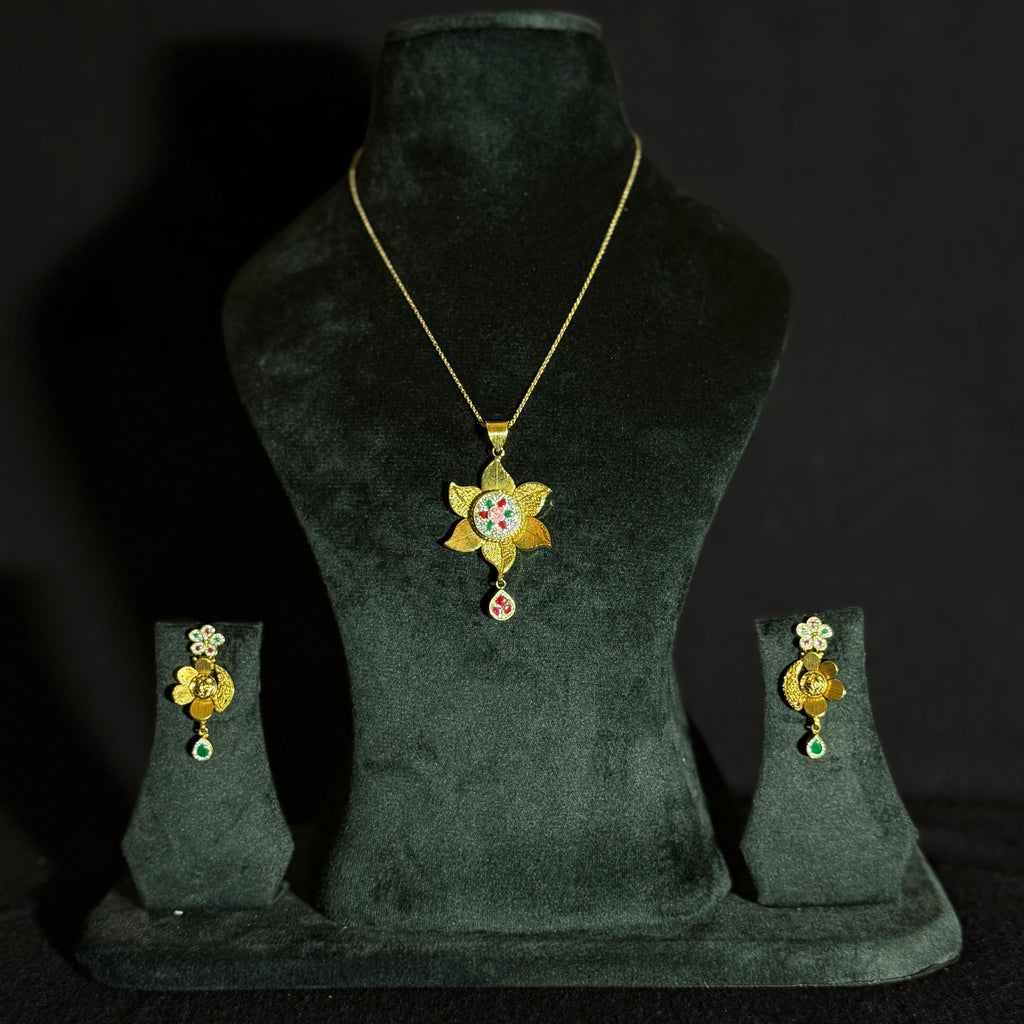 Silver Base Polished Necklace Set