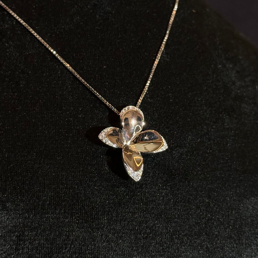 Silver Base Floral Pendant Jewellery Set