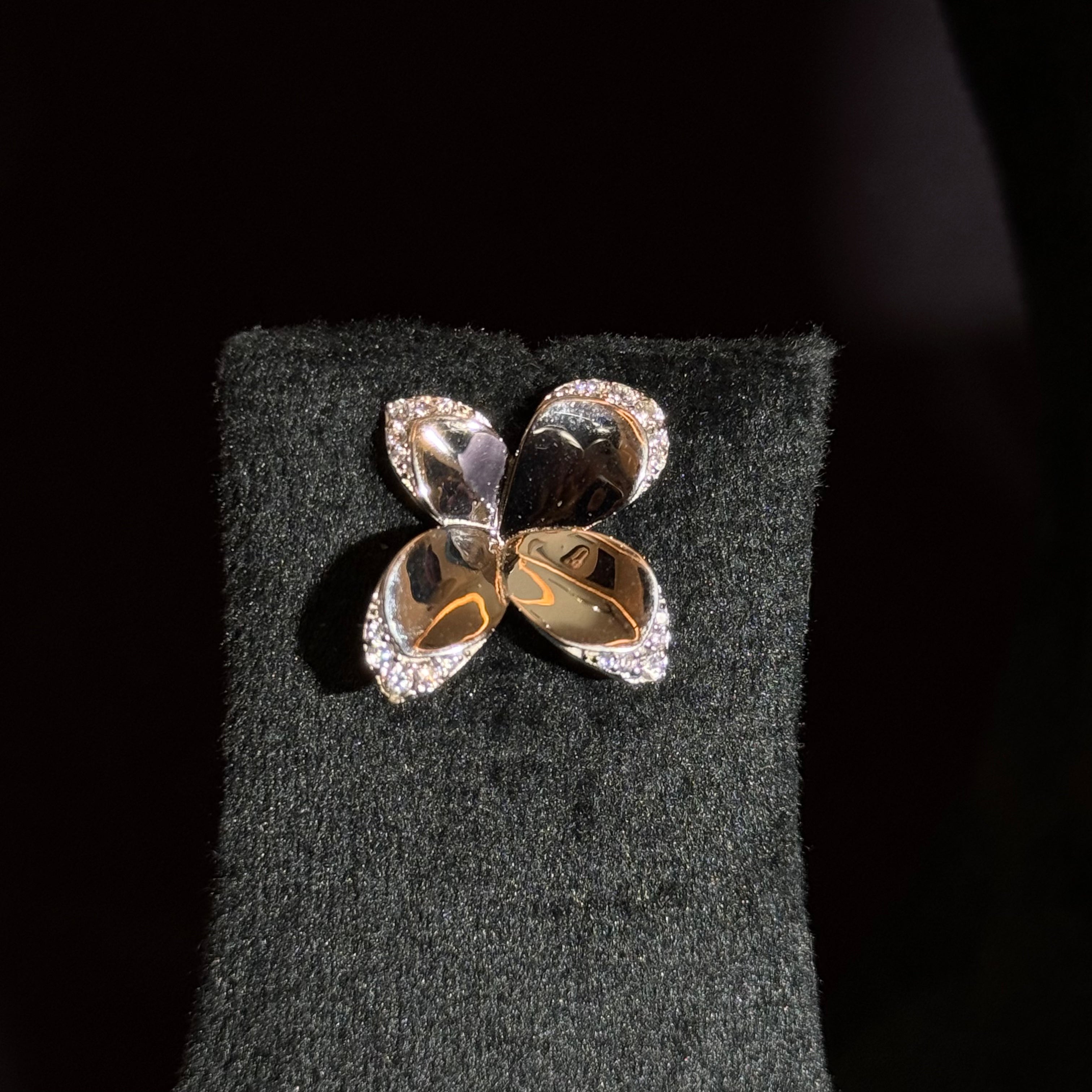 Silver Base Floral Pendant Jewellery Set