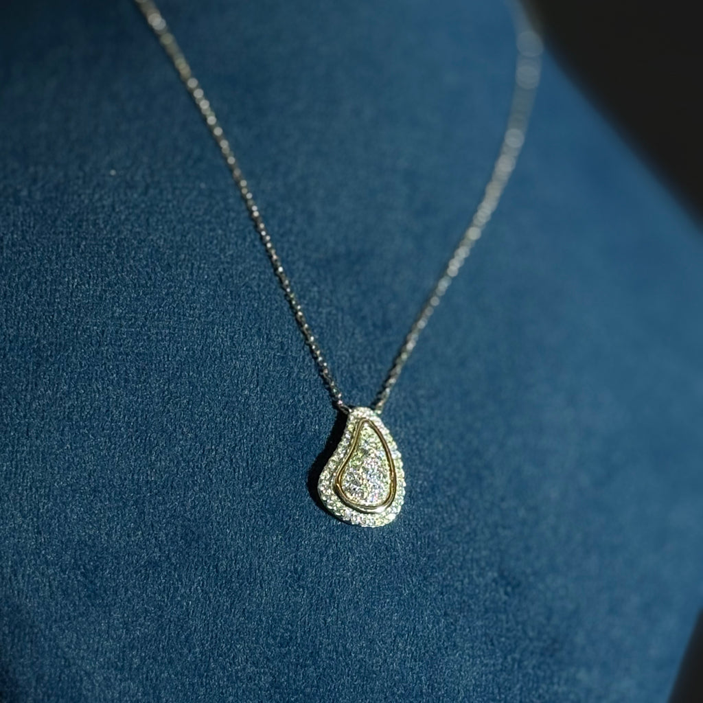 Silver Base Teardrop Pendant Jewellery Set