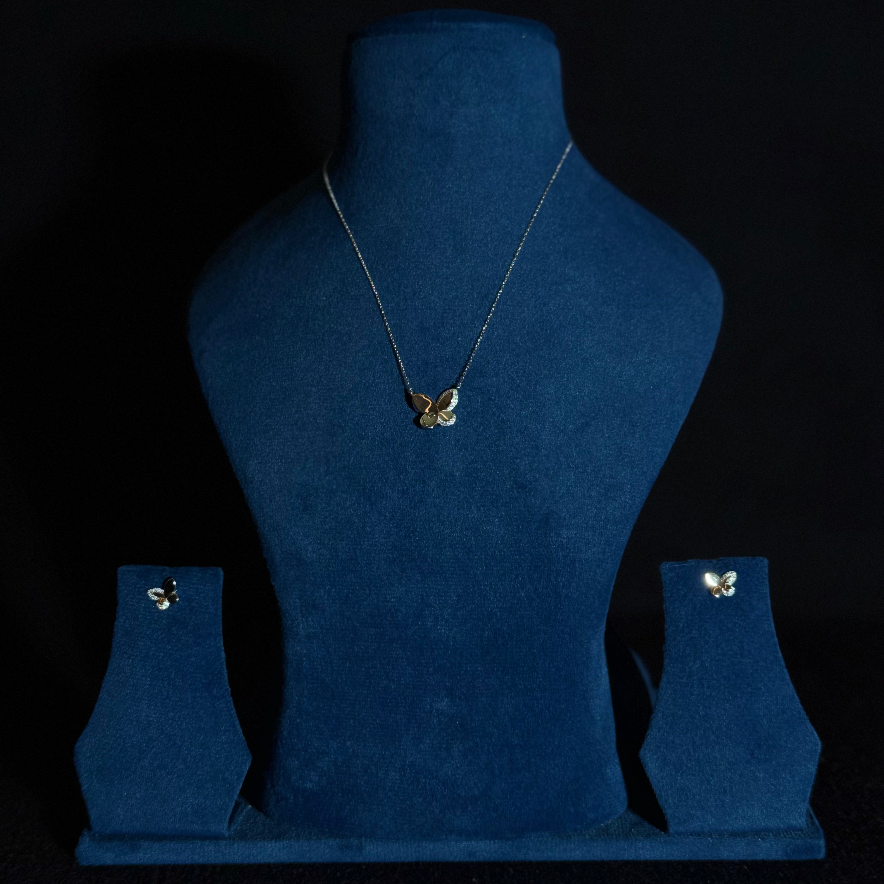 Silver Base Minimal Butterfly Jewellery Set
