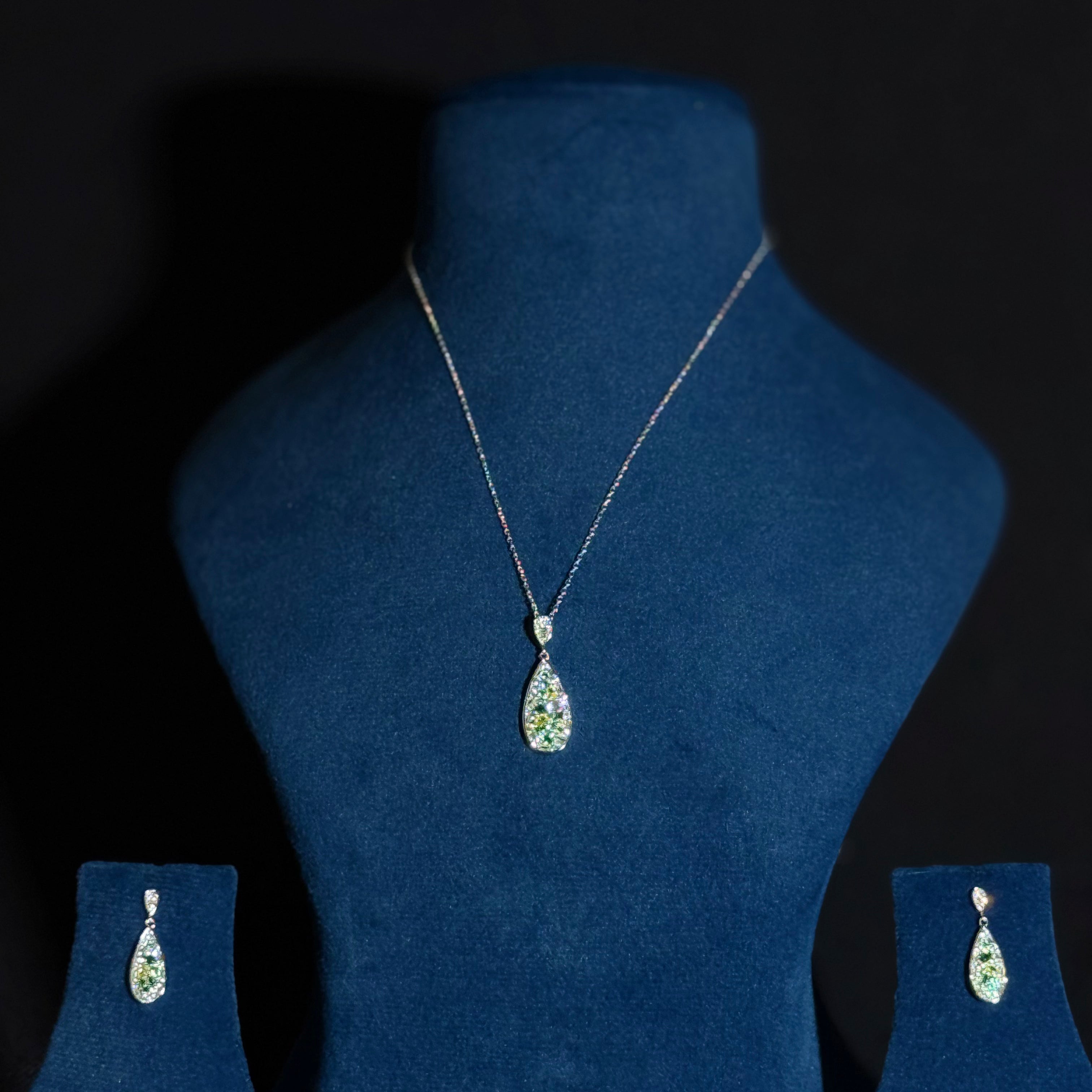 Elegant Teardrop Silver Pendant Set