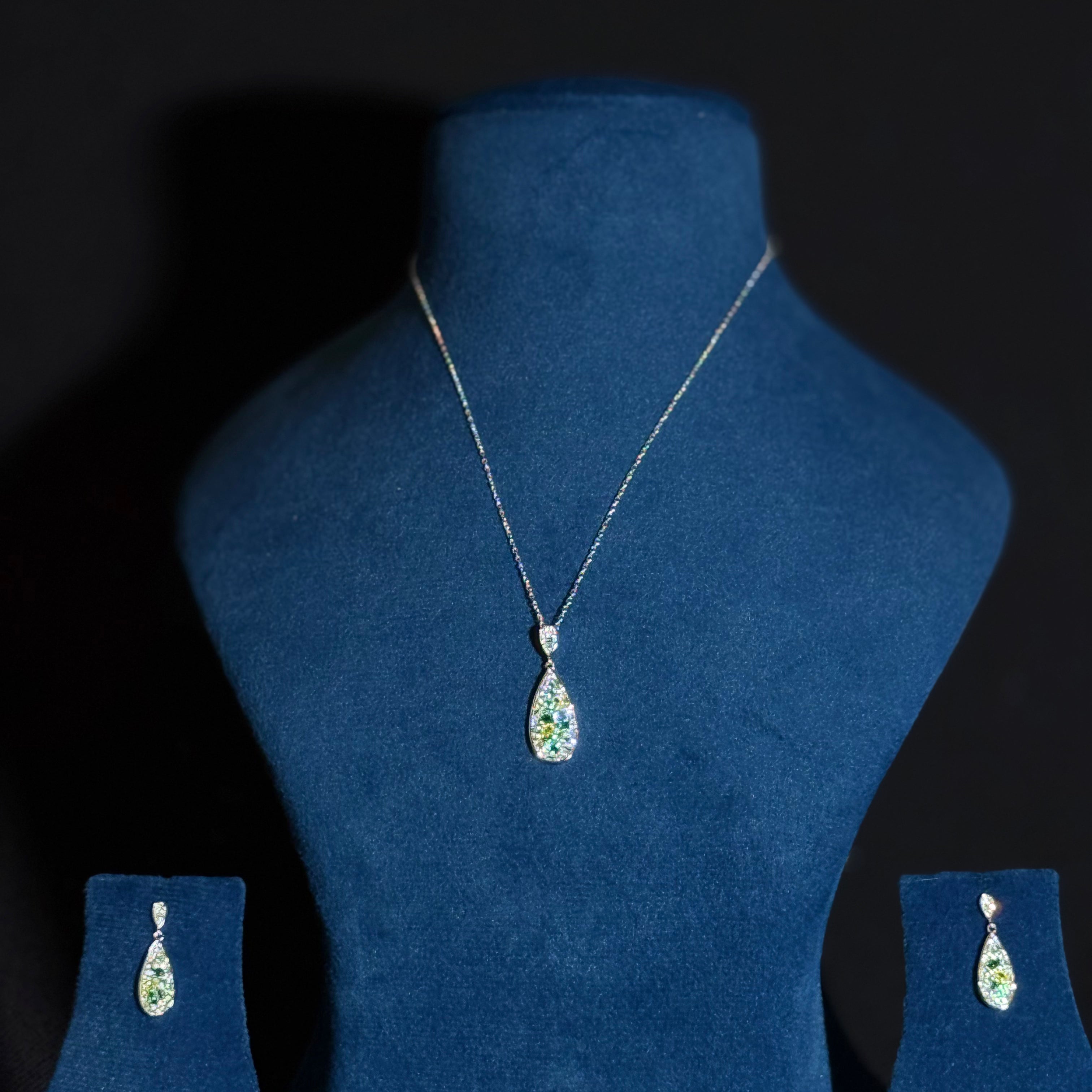 Elegant Teardrop Silver Pendant Set