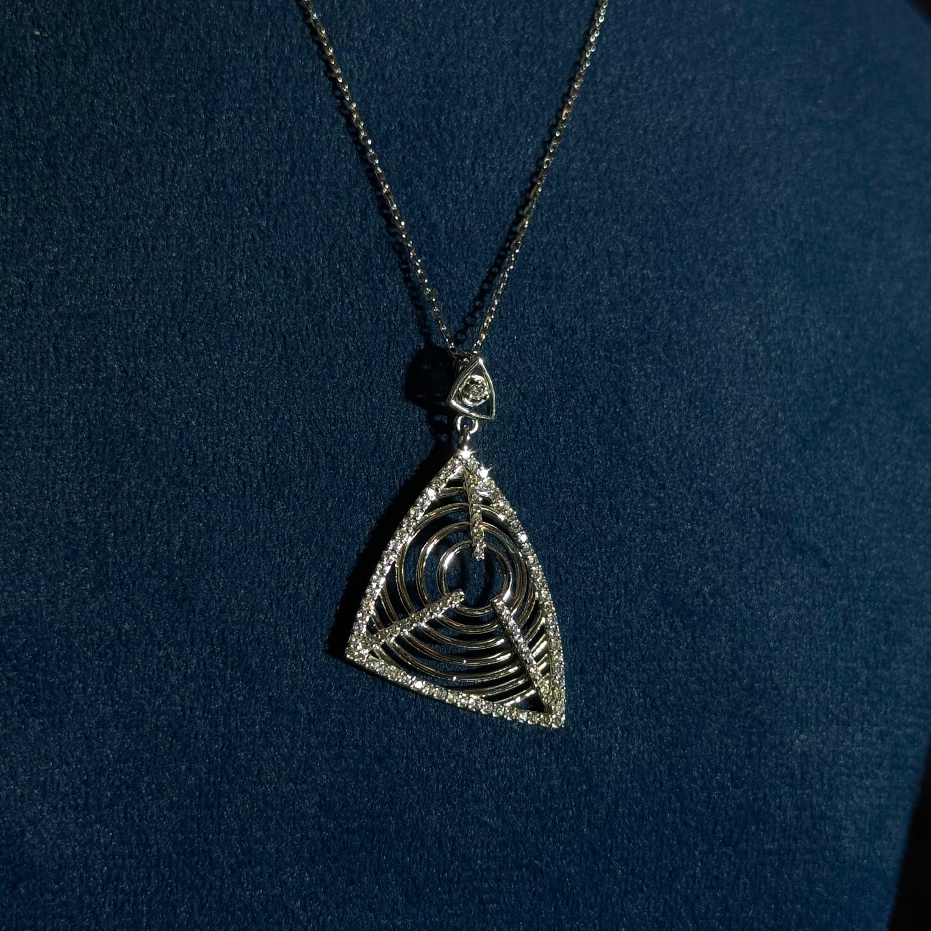 Elegant Geometric Triangle Silver Pendant Set