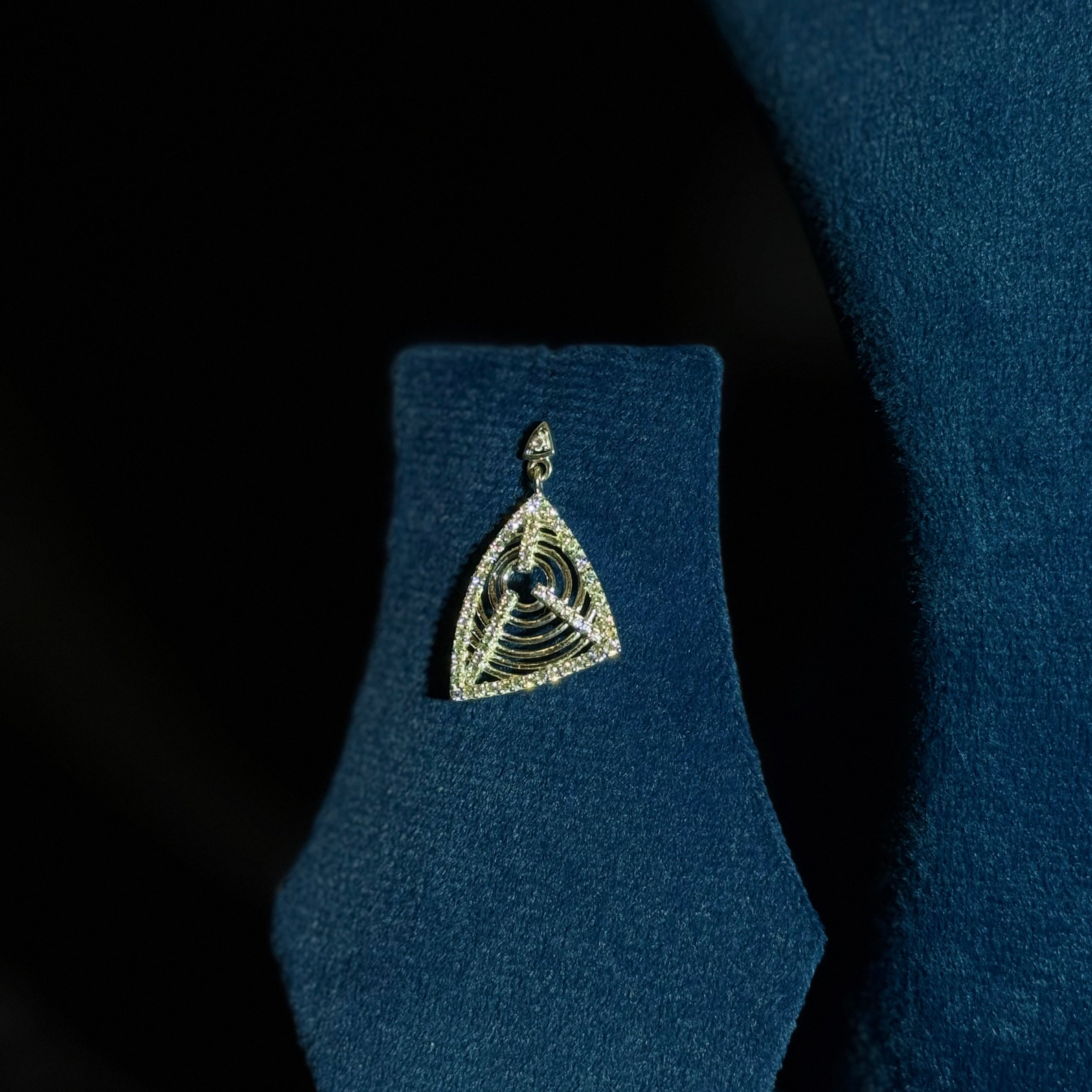 Elegant Geometric Triangle Silver Pendant Set