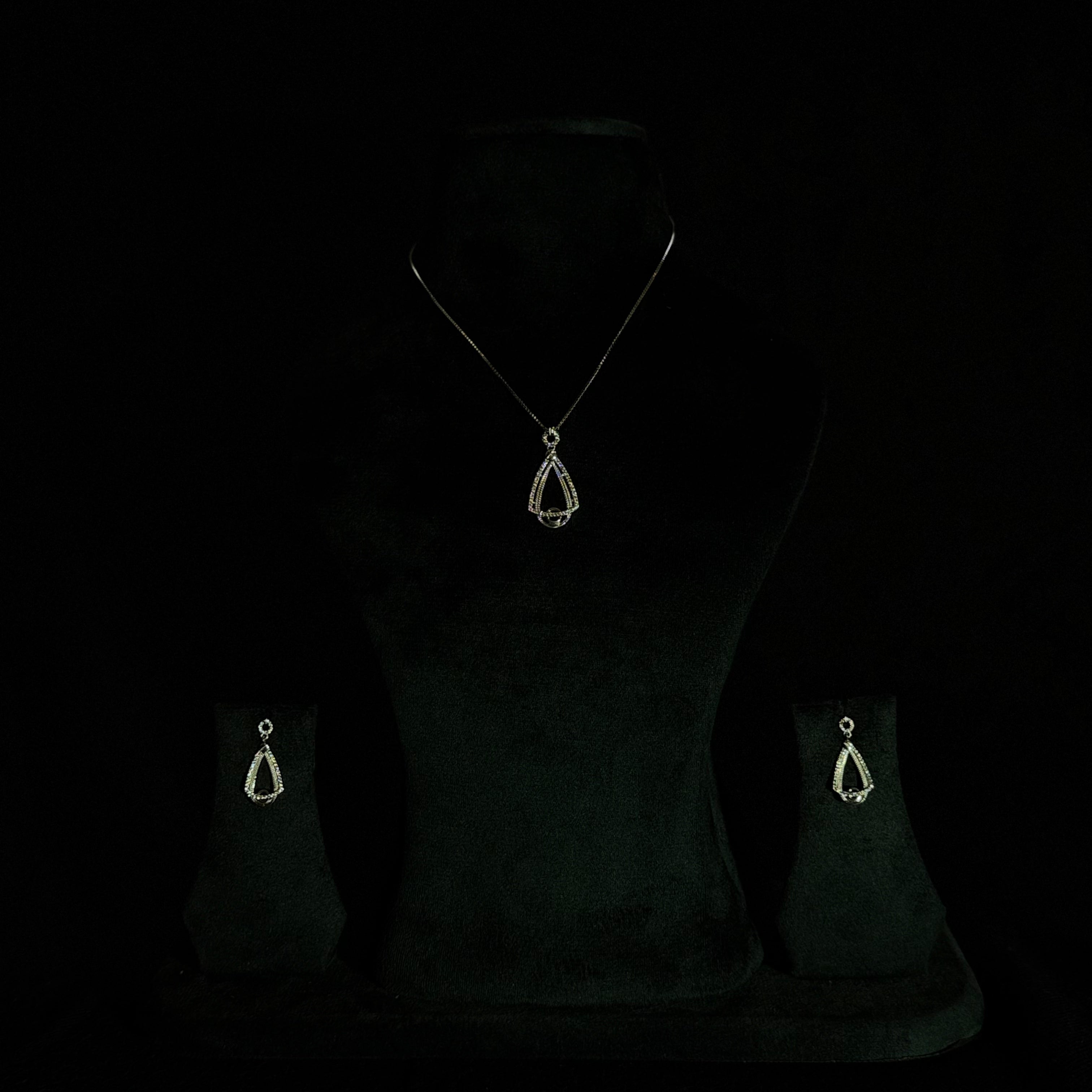 Elegant Teardrop Silver Pendant Set