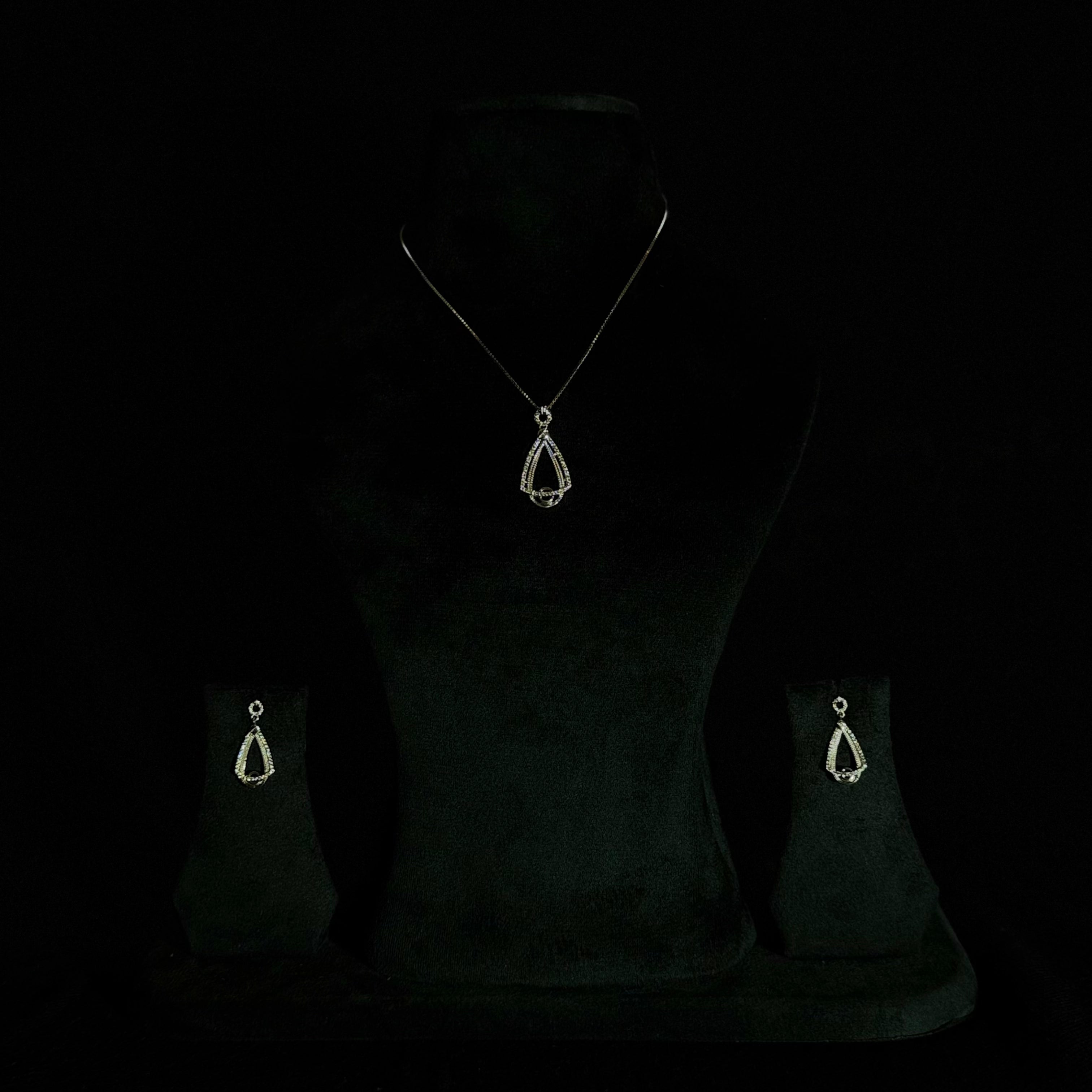 Elegant Teardrop Silver Pendant Set
