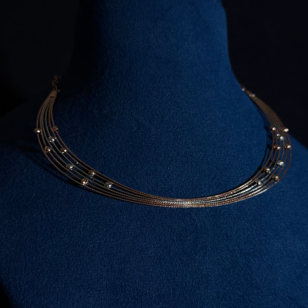 Elegant Multi-Line Silver Necklace