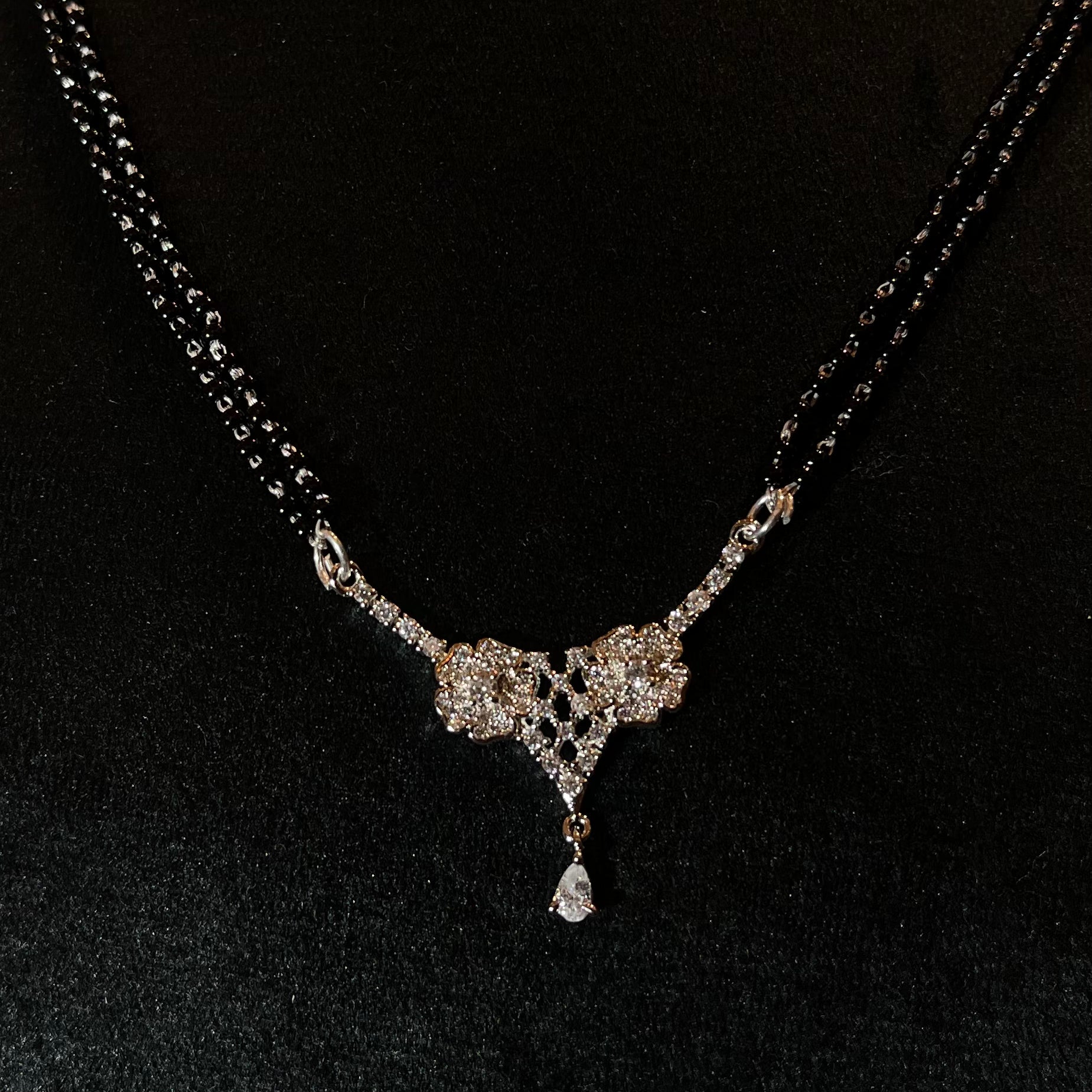 Designer Silver Double Chain Mangalsutra Necklace