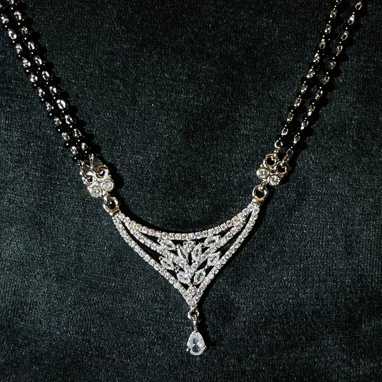 Designer Silver Double Chain Mangalsutra Necklace