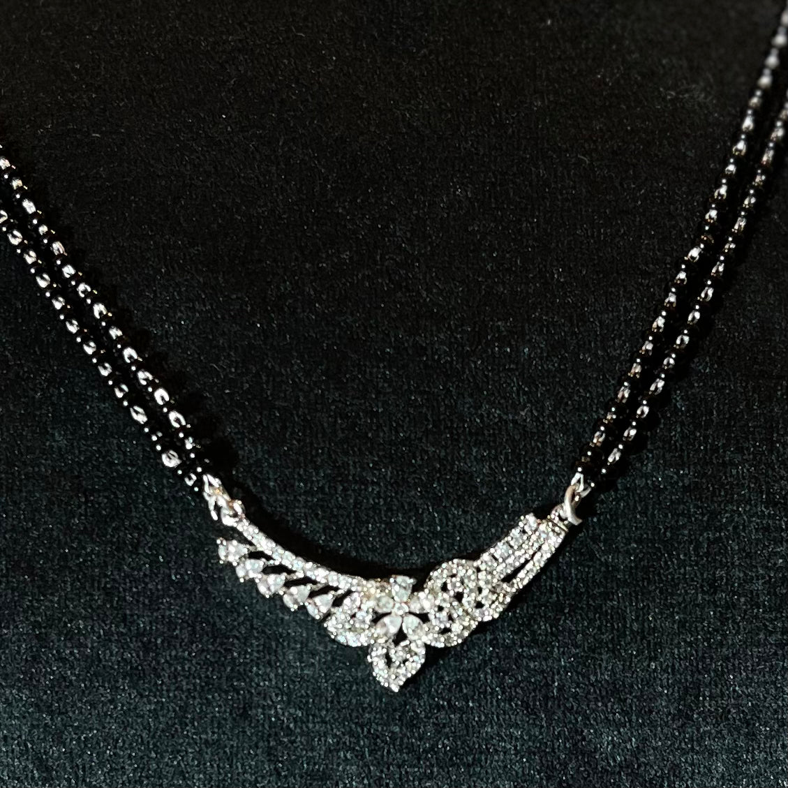 Designer Silver Double Chain Mangalsutra Necklace