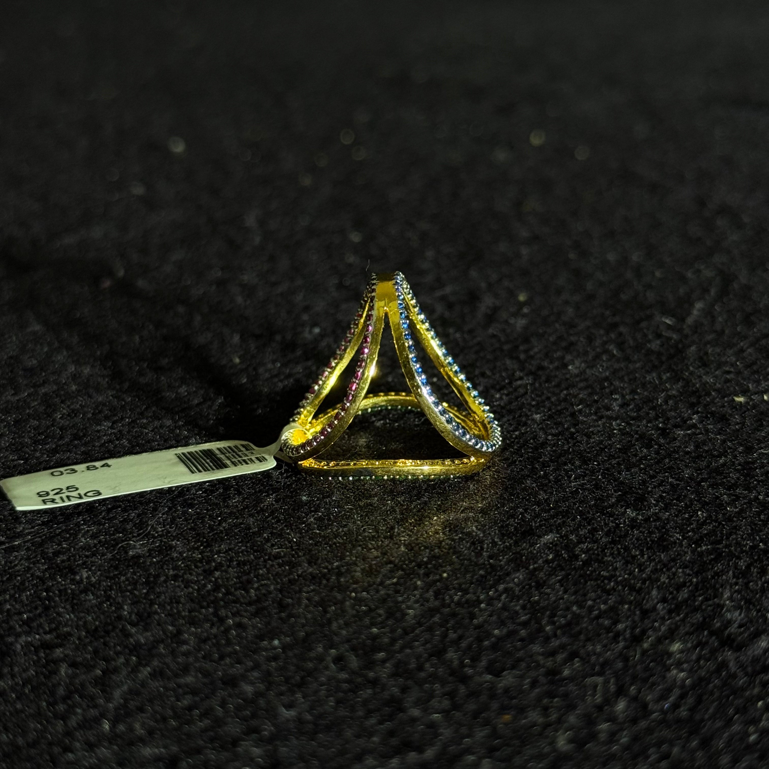 Tri-Color Minimal Statement Ring – Red, Blue AND Green Accents