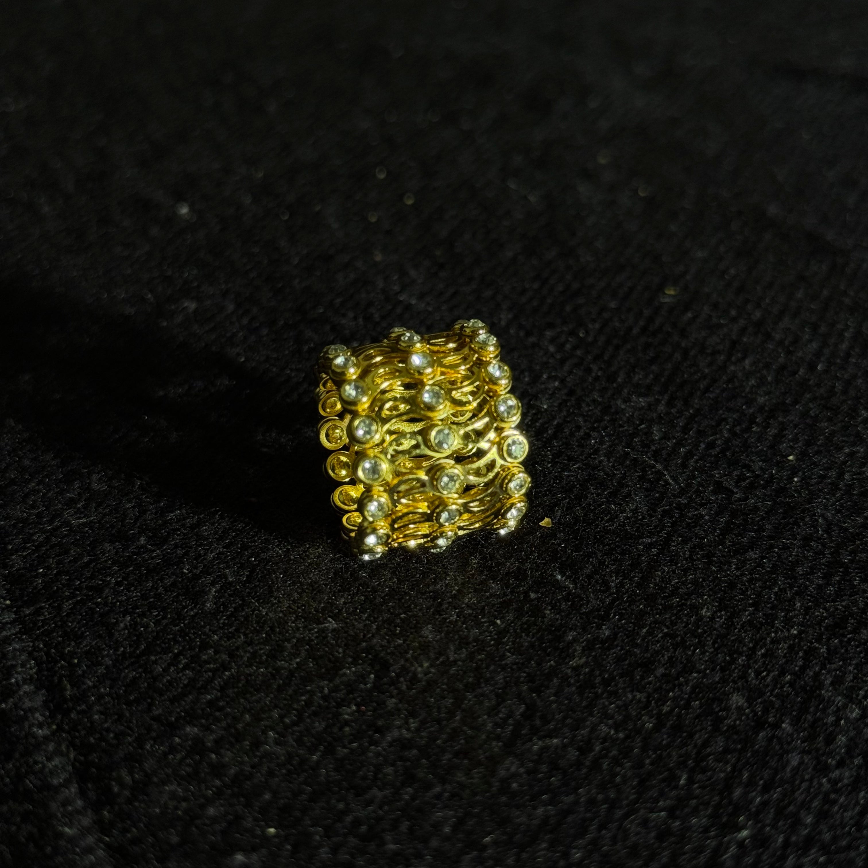 Golden Circle Diamond-Style Bracelet Ring