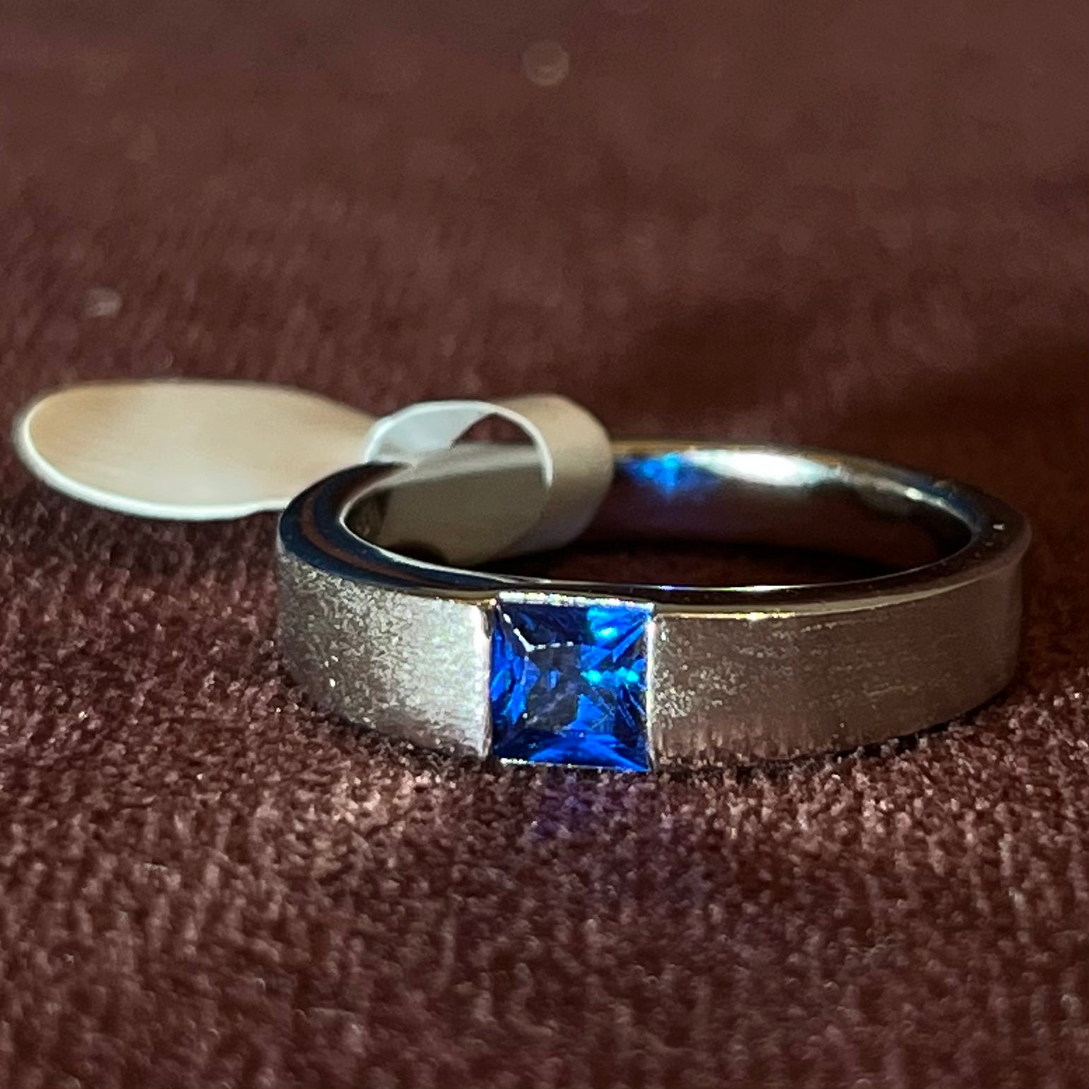 Royal Blue Square Stone Silver Men’s Ring