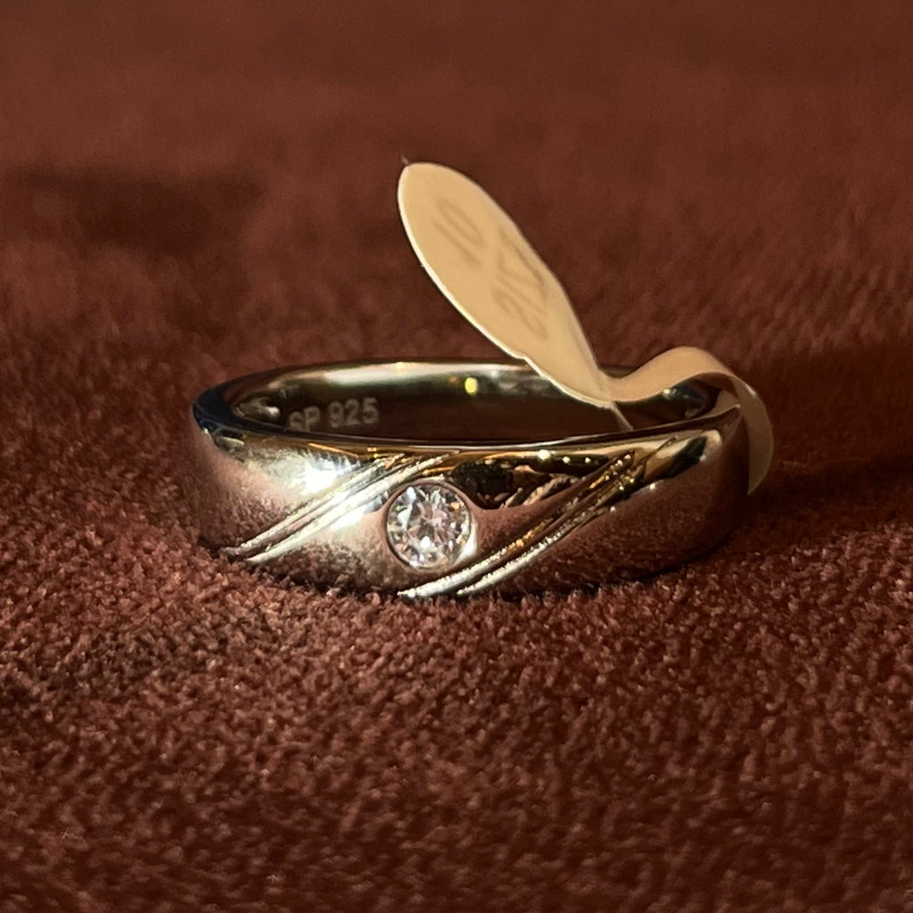 Classic White Stone Silver Ring