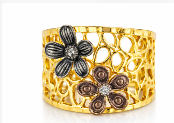 Floral Moissanite Silver Ring