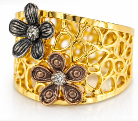 Floral Moissanite Silver Ring