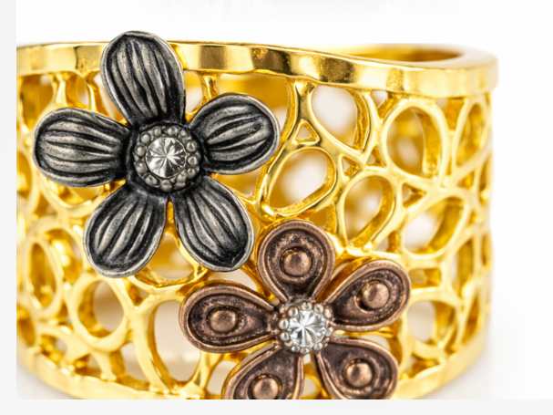 Floral Moissanite Silver Ring