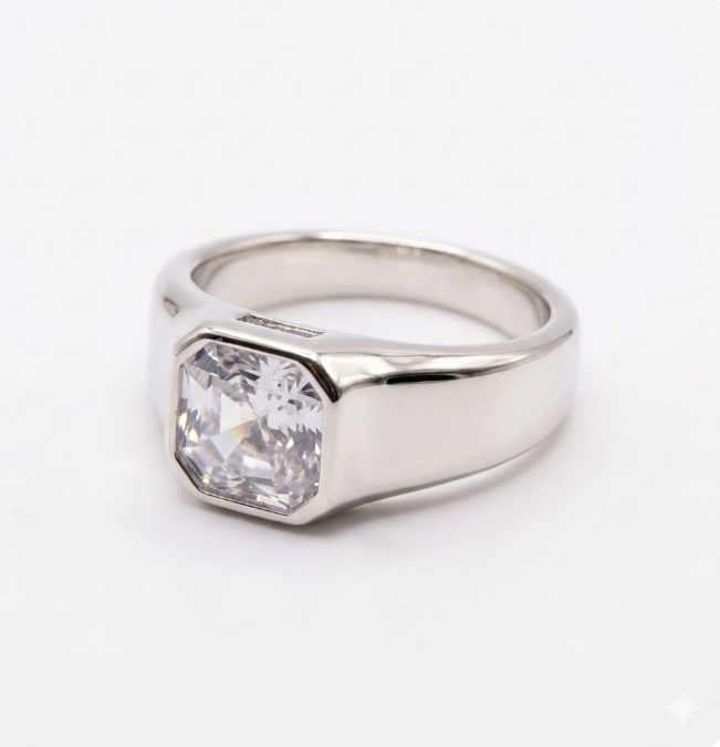 Hexa Elite Diamond-Style Silver Men’s Ring