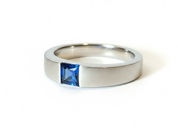 Royal Blue Square Stone Silver Men’s Ring