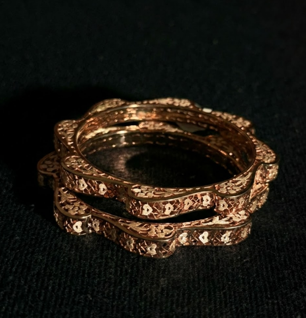 Floral Cutwork Designer Bangles Silver