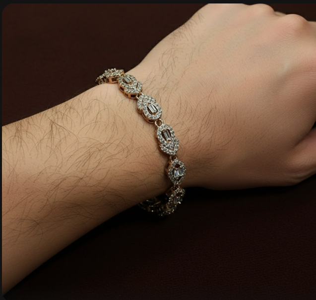 Silver Base Oval CZ Bracelet