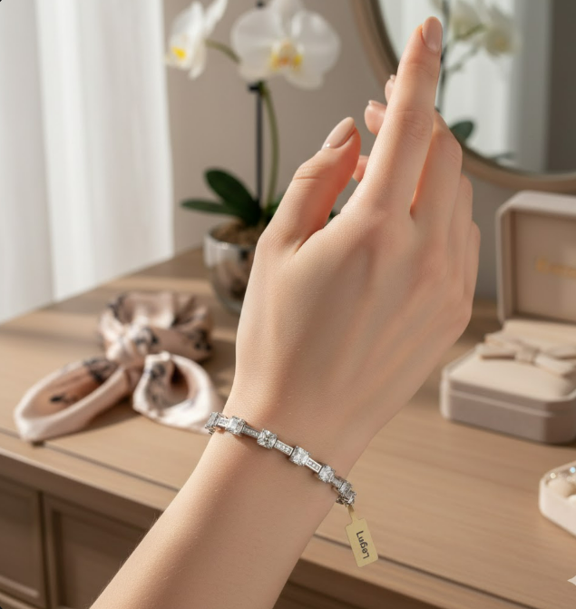 Silver Base Square CZ Girl Bracelet