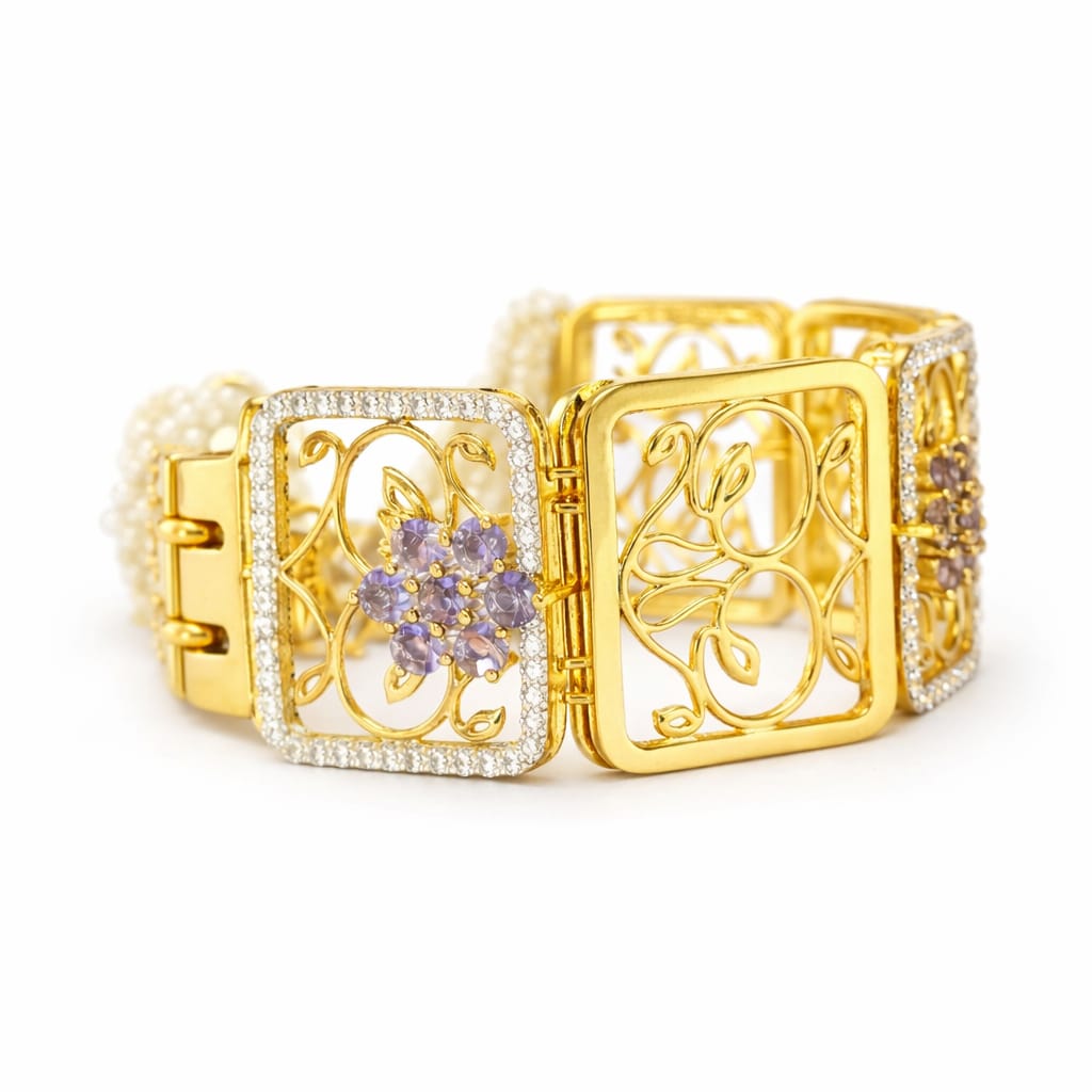 Elegant Floral Square Link Bracelet