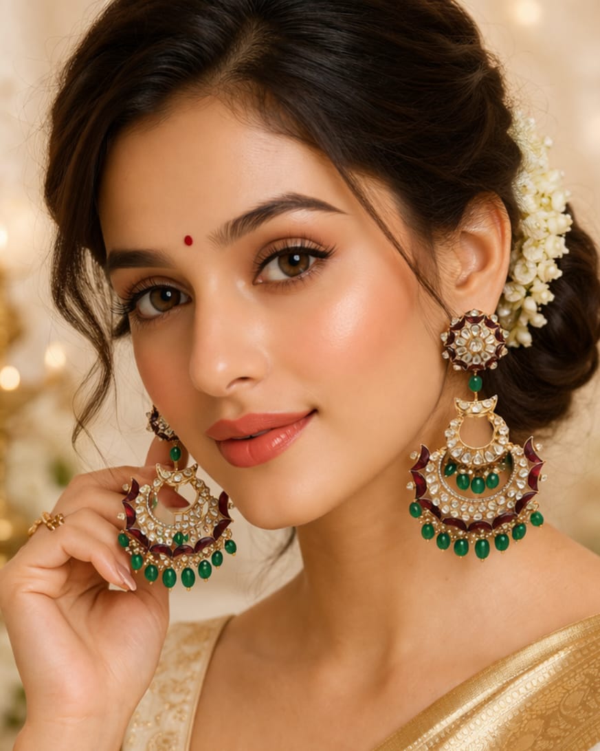 Royal Kundan Chandbali Earrings