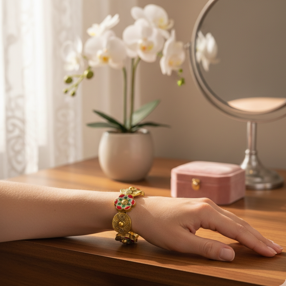 Traditional Antique Floral Bracelet Set (Pair)