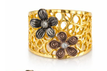 Floral Moissanite Silver Ring